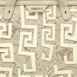 Pre Owned Versace Beige/Cream Coated Canvas and Leather Barocco Tote