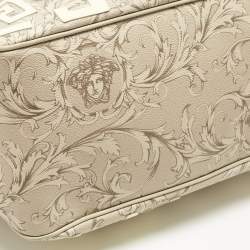 Pre Owned Versace Beige/Cream Coated Canvas and Leather Barocco Tote