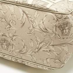 Pre Owned Versace Beige/Cream Coated Canvas and Leather Barocco Tote