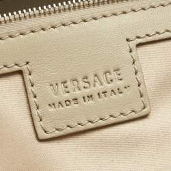 Pre Owned Versace Beige/Cream Coated Canvas and Leather Barocco Tote
