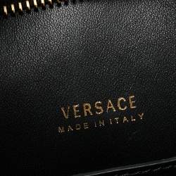 Pre Owned Versace Black Leather Large Virtus Bucket Bag