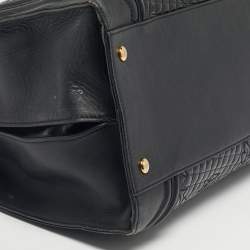 Pre Owned Versace Black Leather and Patent Leather Vanitas Icon Tote