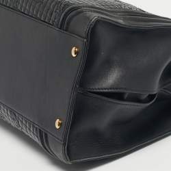 Pre Owned Versace Black Leather and Patent Leather Vanitas Icon Tote