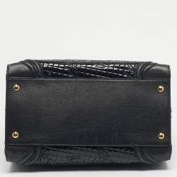 Pre Owned Versace Black Leather and Patent Leather Vanitas Icon Tote