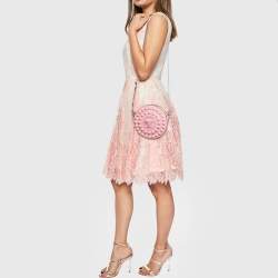 Pre Owned Versace Pink Leather La Medusa Round Crossbody Bag