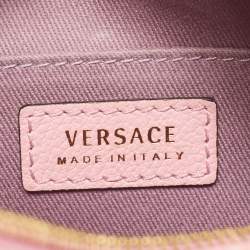 Pre Owned Versace Pink Leather La Medusa Round Crossbody Bag