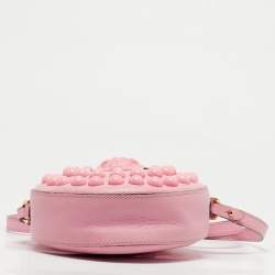 Pre Owned Versace Pink Leather La Medusa Round Crossbody Bag