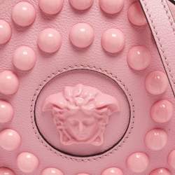 Pre Owned Versace Pink Leather La Medusa Round Crossbody Bag