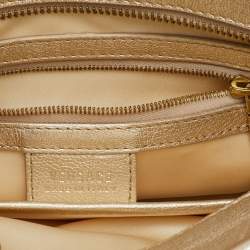 Pre Owned Versace Metallic Gold Woven Leather Chain Link Satchel