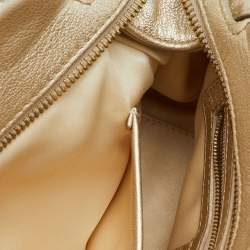 Pre Owned Versace Metallic Gold Woven Leather Chain Link Satchel