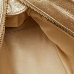 Pre Owned Versace Metallic Gold Woven Leather Chain Link Satchel