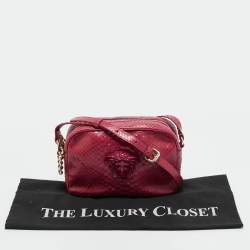 Pre Owned Versace Pink Python Palazzo Medusa Camera Crossbody Bag