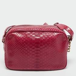 Pre Owned Versace Pink Python Palazzo Medusa Camera Crossbody Bag
