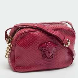 Pre Owned Versace Pink Python Palazzo Medusa Camera Crossbody Bag