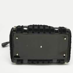 Pre Owned Versace Black Woven Velvet and Patent Leather Small Studded Snap Out Of It Satchel