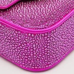 Pre Owned حقيبة فيرساتشي فيوشيا ساتان ميني بلورية لا ميدوسا بمقبض علوي