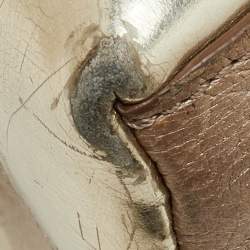 Pre Owned Versace Metallic Beige/Gold Leather Chain Link Flap Hobo