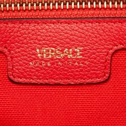 Pre Owned Versace Red Canvas and Leather La Medusa Logo Shopper Tote