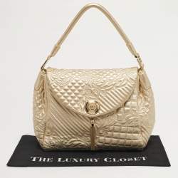 Pre Owned Versace Gold Quilted Leather Talia Vanitas Shoulder Bag