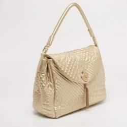 Pre Owned Versace Gold Quilted Leather Talia Vanitas Shoulder Bag