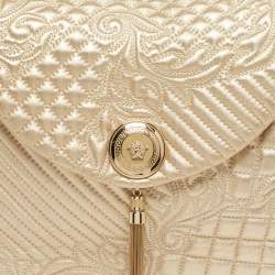 Pre Owned Versace Gold Quilted Leather Talia Vanitas Shoulder Bag