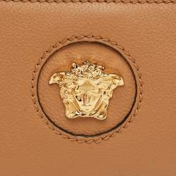 Pre Owned Versace Brown Leather Medusa Wristlet Pouch