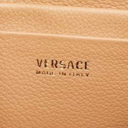 Pre Owned Versace Brown Leather Medusa Wristlet Pouch