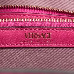 Pre Owned Versace Magenta Leather La Medusa Chain Tote