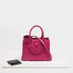 Pre Owned Versace Magenta Leather La Medusa Chain Tote