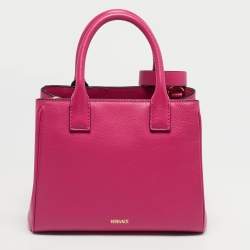 Pre Owned Versace Magenta Leather La Medusa Chain Tote