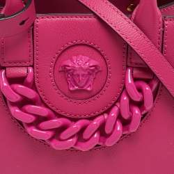 Pre Owned Versace Magenta Leather La Medusa Chain Tote
