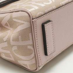 Pre Owned Versace Lilac Jacquard Canvas and Leather Small La Medusa Top Handle Bag