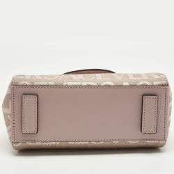 Pre Owned Versace Lilac Jacquard Canvas and Leather Small La Medusa Top Handle Bag