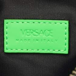 Pre Owned Versace Neon Green Leather Small Medusa Biggie Crossbody Bag
