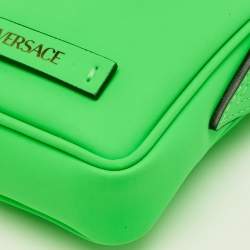 Pre Owned Versace Neon Green Leather Small Medusa Biggie Crossbody Bag