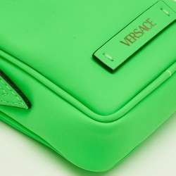Pre Owned Versace Neon Green Leather Small Medusa Biggie Crossbody Bag