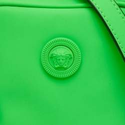 Pre Owned Versace Neon Green Leather Small Medusa Biggie Crossbody Bag