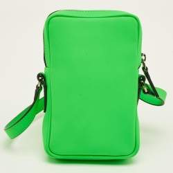 Pre Owned Versace Neon Green Leather Small Medusa Biggie Crossbody Bag