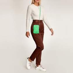 Pre Owned Versace Neon Green Leather Small Medusa Biggie Crossbody Bag