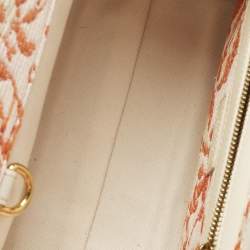 Pre Owned Versace Orange/Pink Canvas and Raffia Small Barocco Athena Tote