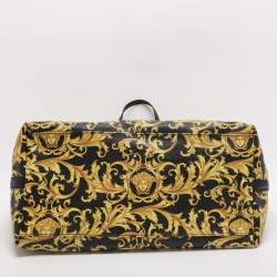 Pre Owned حقيبة يد فيرساتشي باروكو قماش مطلي أصفر/أسود