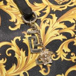 Pre Owned حقيبة يد فيرساتشي باروكو قماش مطلي أصفر/أسود