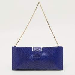 مملوكة مسبقًا حقيبة كلتش فيرساتشي ميدوسا سلسلة بايثون أزرق