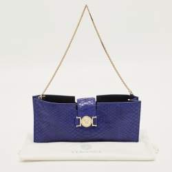 مملوكة مسبقًا حقيبة كلتش فيرساتشي ميدوسا سلسلة بايثون أزرق