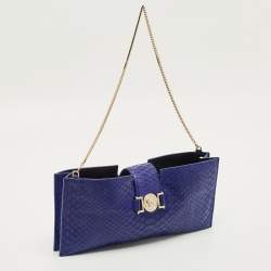 مملوكة مسبقًا حقيبة كلتش فيرساتشي ميدوسا سلسلة بايثون أزرق