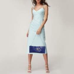 مملوكة مسبقًا حقيبة كلتش فيرساتشي ميدوسا سلسلة بايثون أزرق