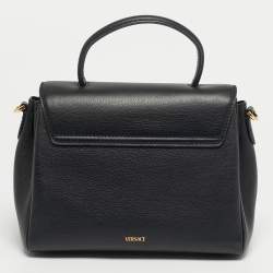 Pre Owned حقيبة فيرساتشي لاميدوسا يد علوية جلدية سوداء مغلفة بجلد