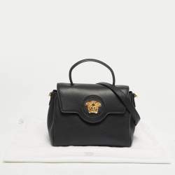 Pre Owned حقيبة فيرساتشي لاميدوسا يد علوية جلدية سوداء مغلفة بجلد