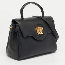 Pre Owned حقيبة فيرساتشي لاميدوسا يد علوية جلدية سوداء مغلفة بجلد