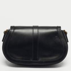 مملوكة مسبقًا Versace Greca Goddess Black Leather Flap Shoulder Bag